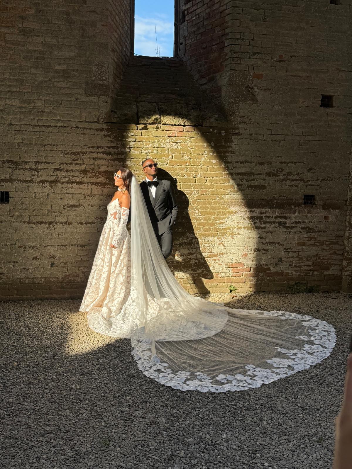 Tom Sebastien, Zoey with matching bespoke veil Wedding Dress Save