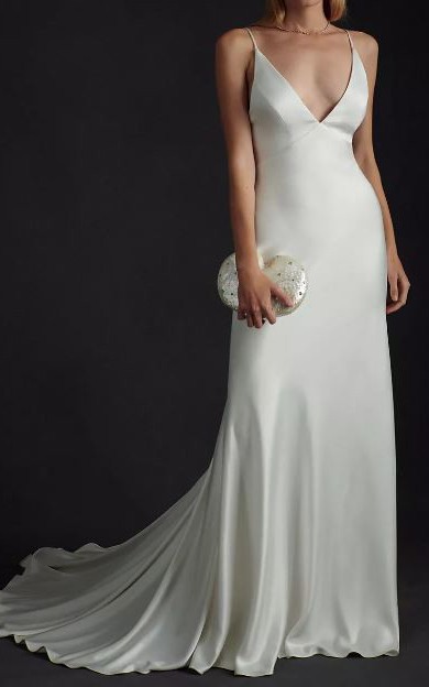 bias cut satin wedding dress Antique 1930s Bias Cut Silk Liquid Satin Wedding Gown Cream Bridal Dress As Is