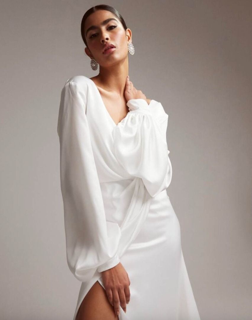 chinese dress ladies Aliyah Lace Butterfly Sleeve Midi Dress - Snow