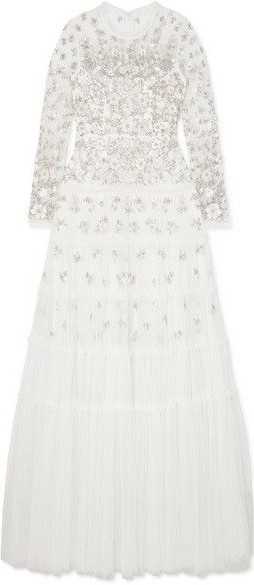 needle & thread embellished tulle gown