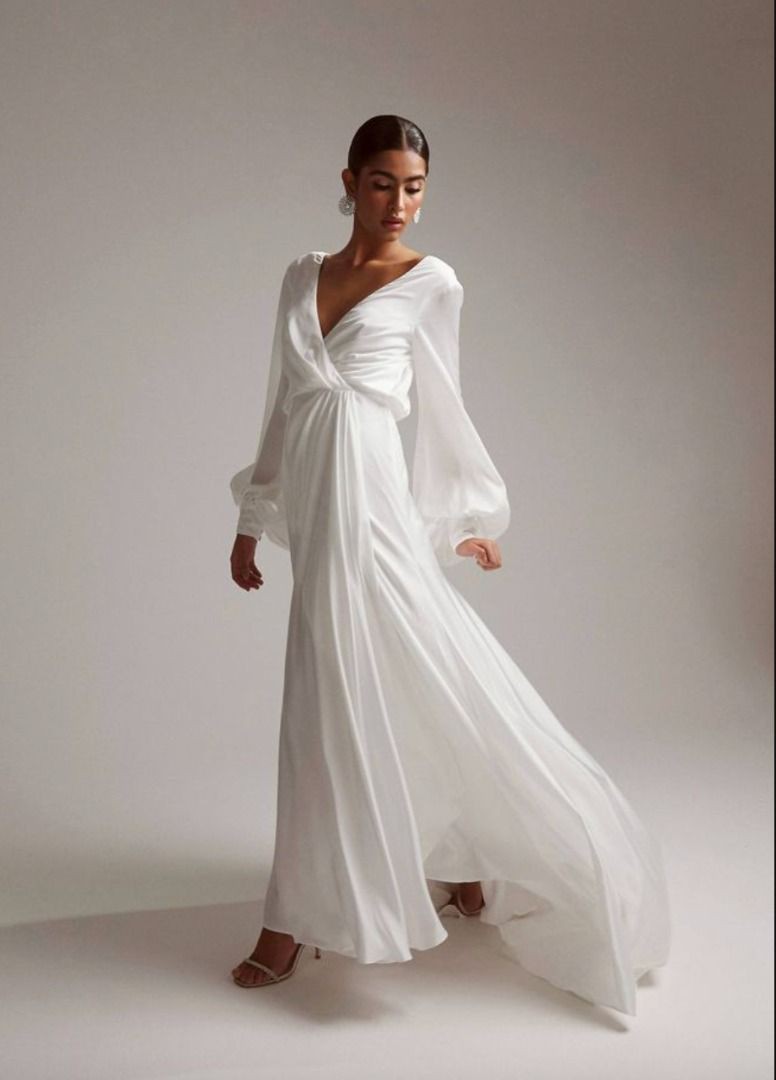 knee length dresses for ladies ASOS Grace | Long Sleeve Lace Wedding Dress | Modest Bridal Gown | Under main image 0