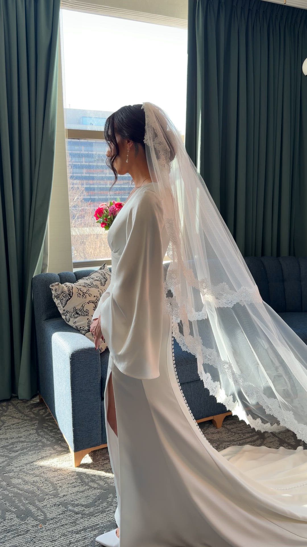 BHDLN Jenny By Jenny Yoo, Lane Satin Long-Sleeve V-Neck A-Line Wedding Gown