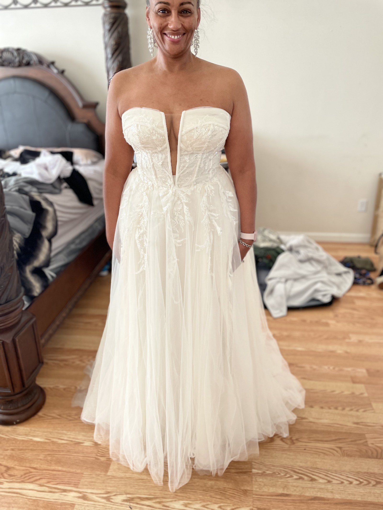 As Is Removable Straps Tulle Wedding Dress