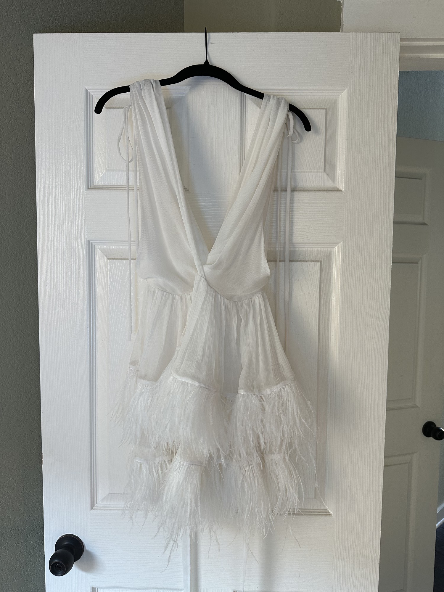 Two Tier Feather Dress - White – Dana Foley NYC