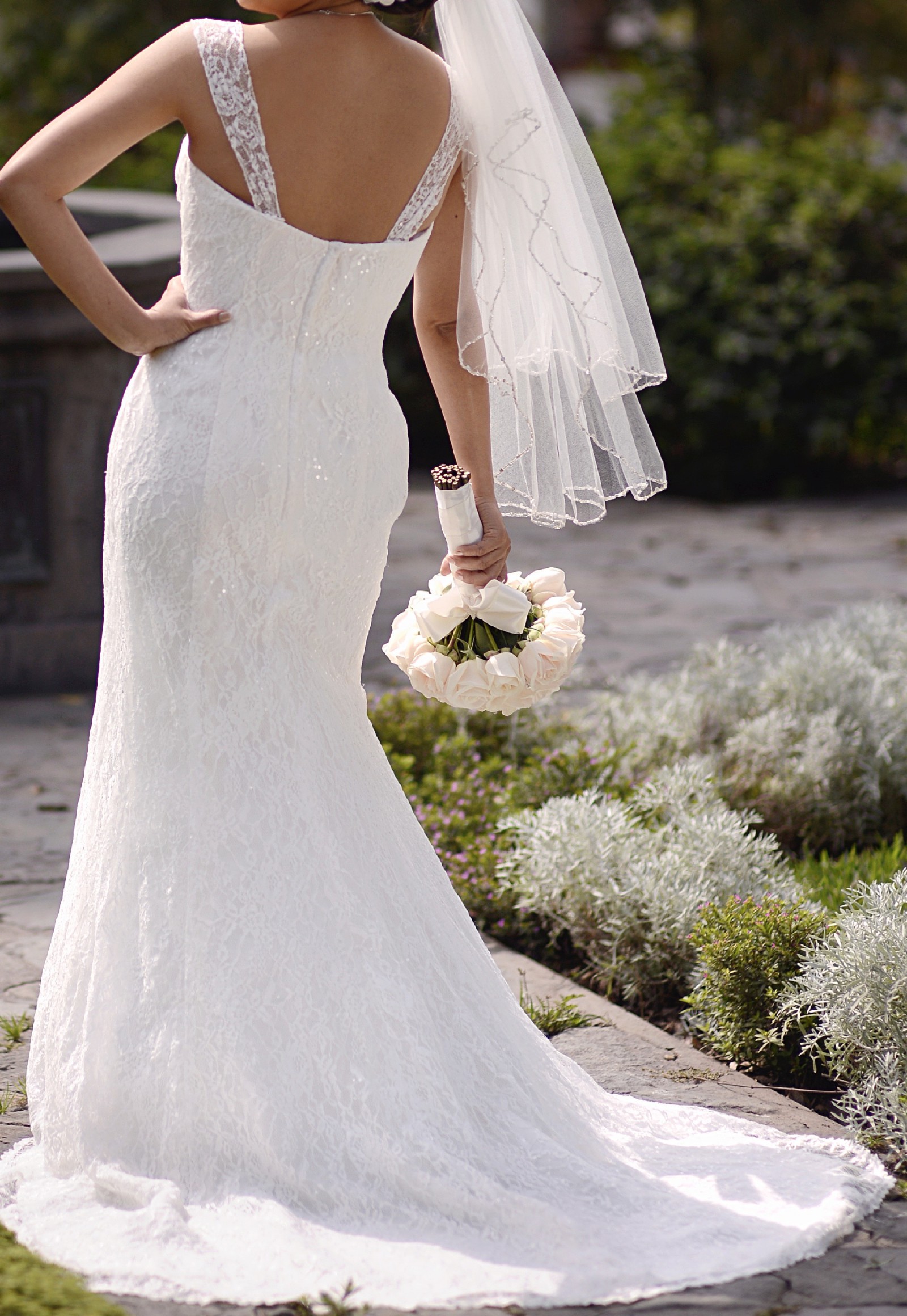 lace over satin wedding dress