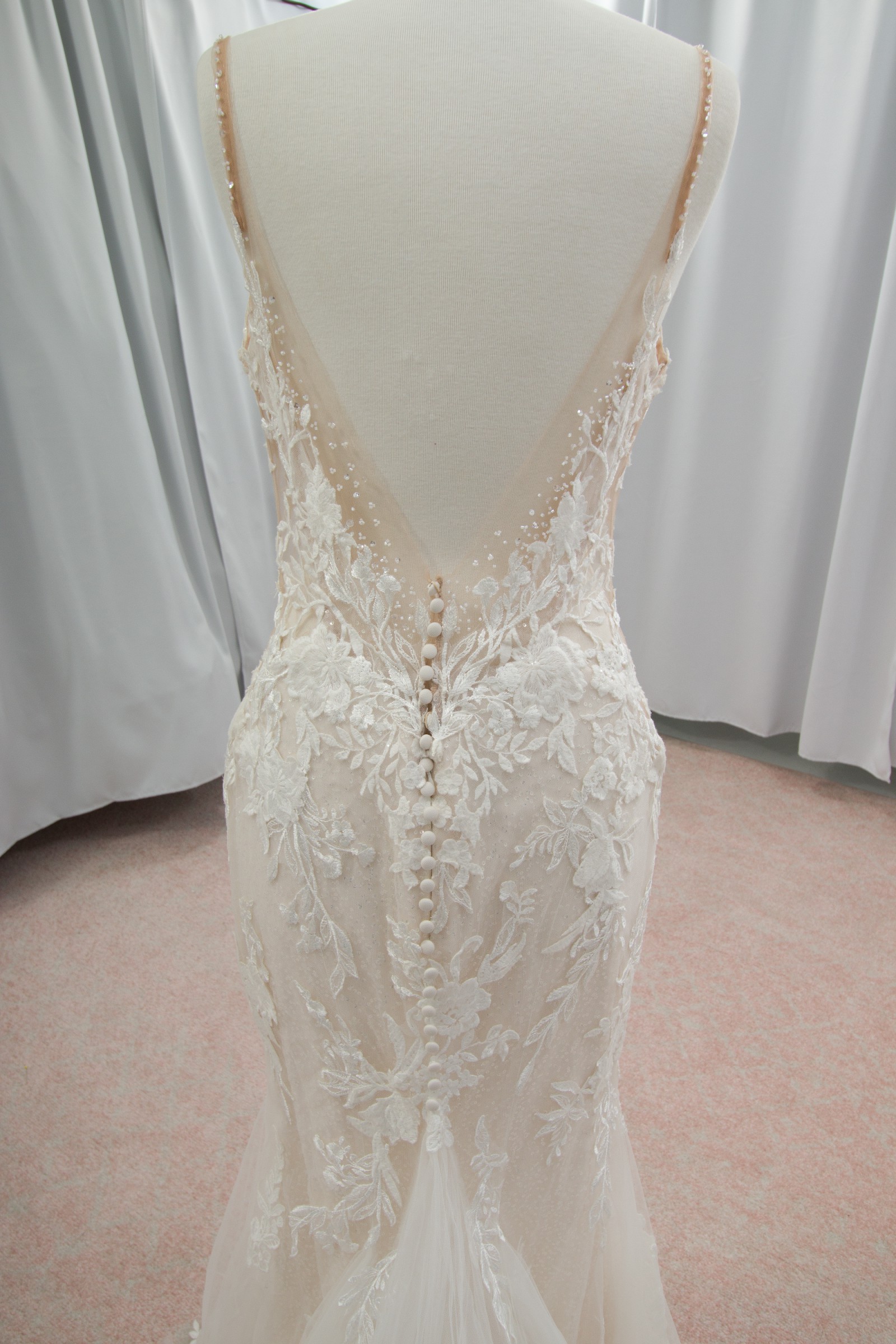 Sheer Illusion Neckline, V-Neck Wedding Dress, Enzoni Bridal Collection  Ramona