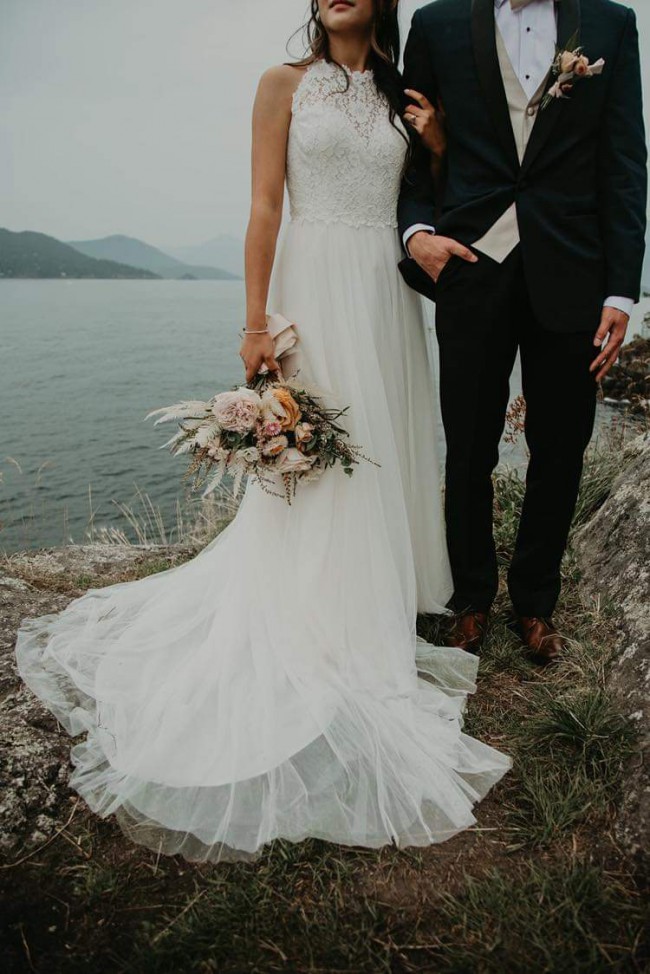 Jasmine Bridal Halter Neckline Lace & English Net Wedding Dress