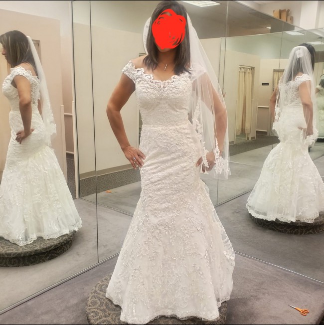 Oleg Cassini Beaded Lace Off-The 