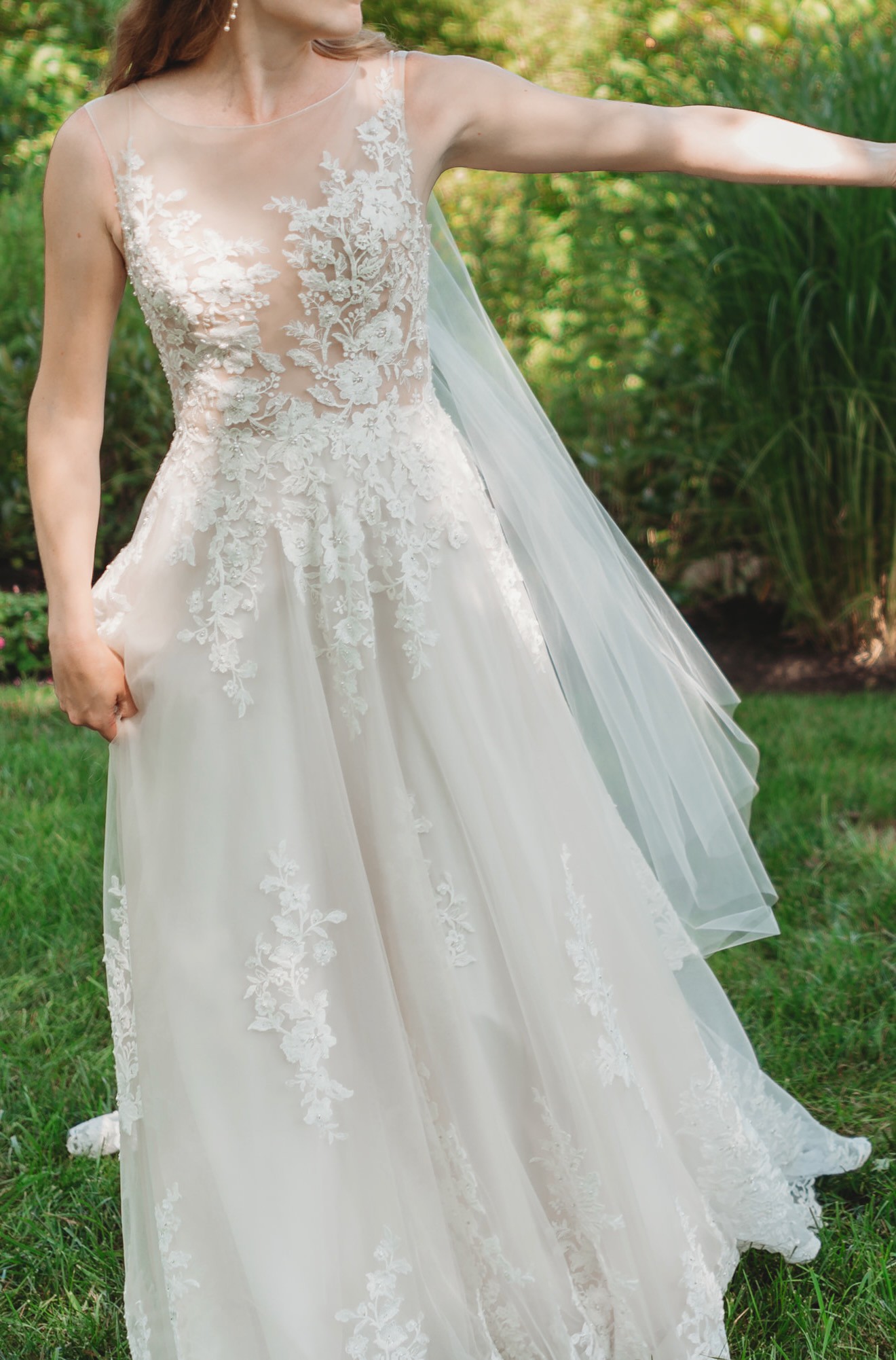 Lillian West, 66024 Illusion Bodice with Lace Appliqu A-Line Go Wedding Dress Save 47% - Stillwhite Lillian West, 66024 Illusion Bodice with Lace Appliqu A-Line Go Wedding Dress Save 47% - Stillwhite