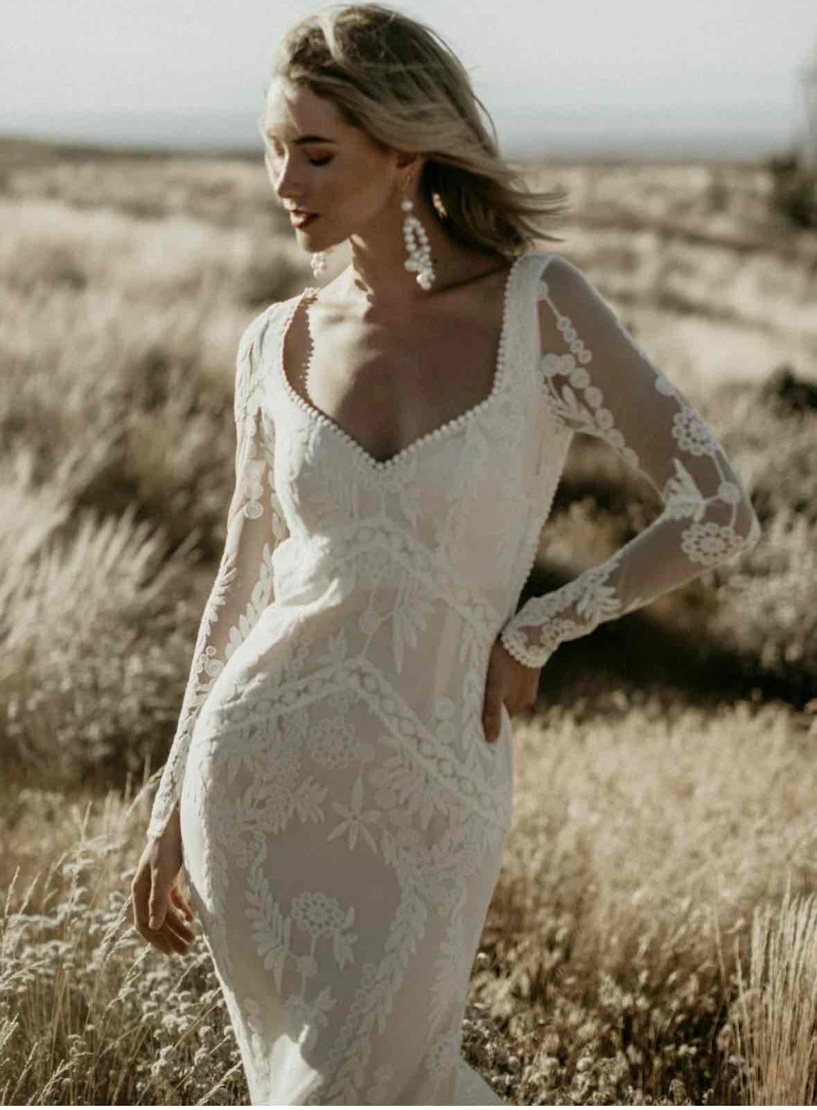 unique handcrafted lace dress Handcrafted Corded Lace Baroque Dress, KHAKI / M main image 0