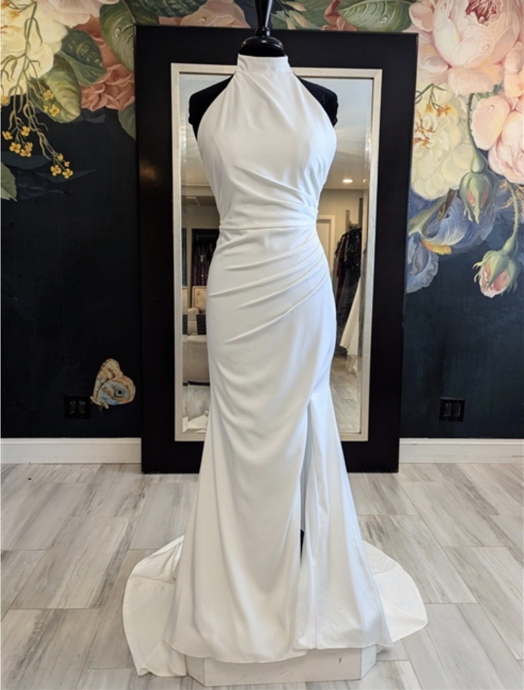 halter neck dress long Mei High Split Halter Neck Maxi Dress in Ivory