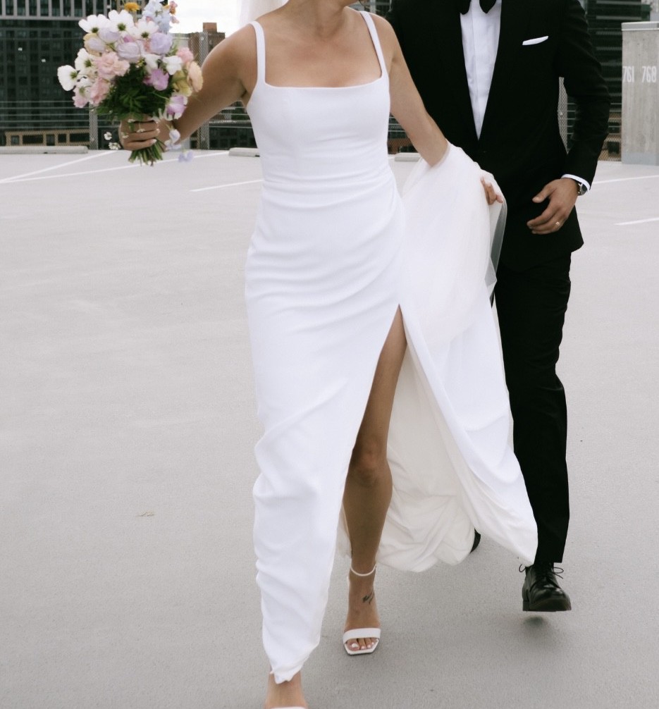 gemma formal high slit satin dress sachin and babi light blue dress Windsor | Dresses