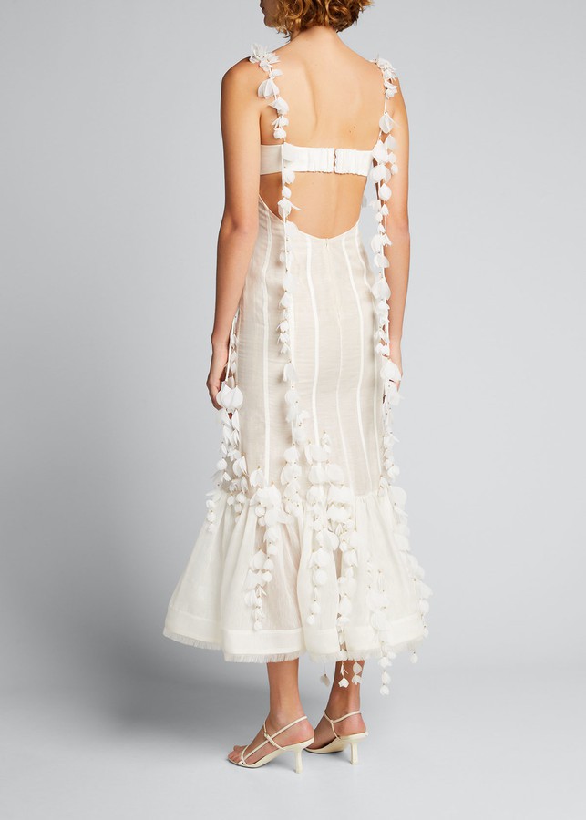 Zimmermann Botanica Petal-Detailed Linen-Silk Dress New Wedding Dress ...