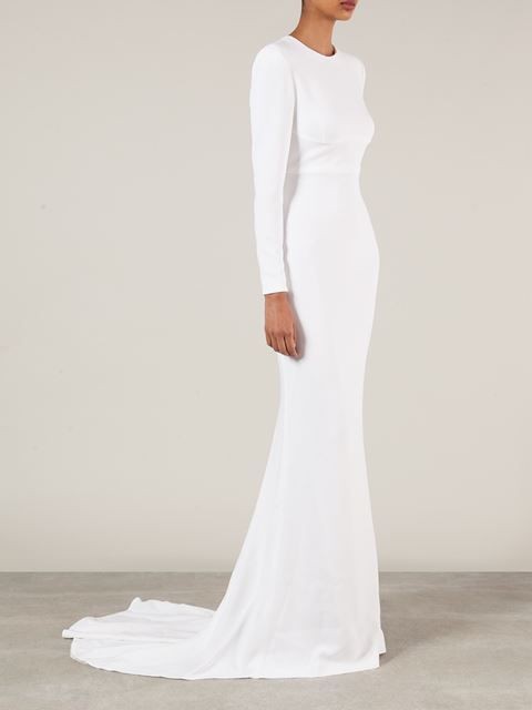 white stretch-crepe wedding gown 