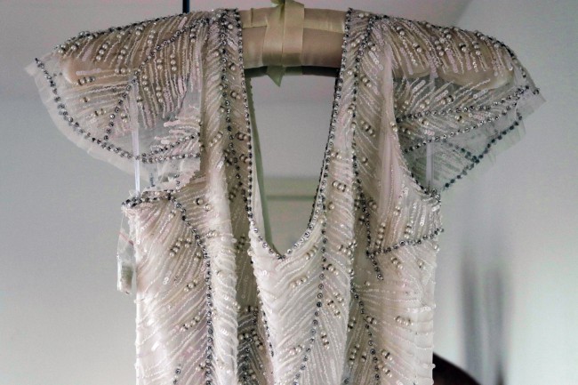 Eliza Jane Howell Scarlet Lace Mermaid Asymmetric Sample Wedding Dress Ivory Colour Size UK 10