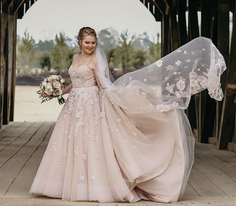 Hayley Paige STYLE 6814 ARDEN with Matching Cathedral Veil Second