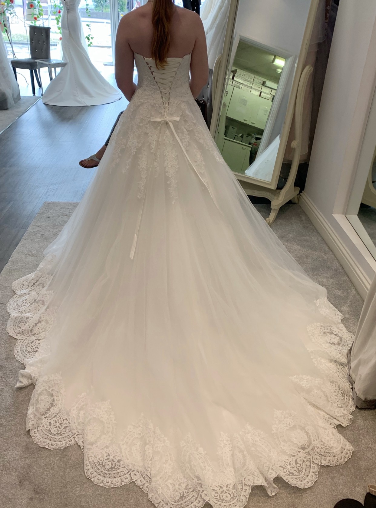 Romantic Ball Gown with Scalloped Lace Edge