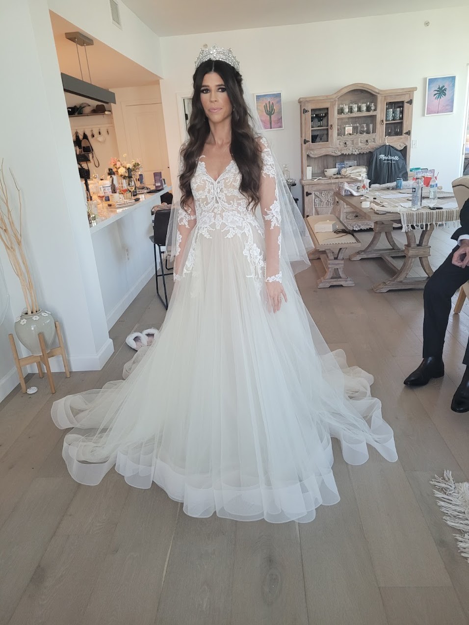 long sleeve lazaro wedding dress Style 3859 Isabel Lazaro bridal gown