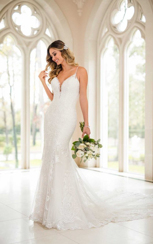 modern fit and flare wedding dress