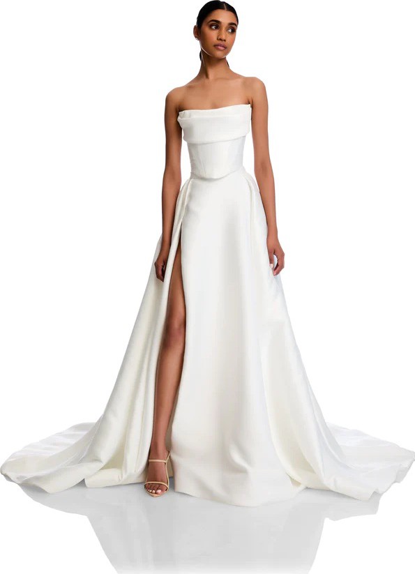 オーダーメイド エジプト超長綿100% 600TC ホワイト ボタニカル リーフ Chosen By KYHA, Milford Skirt & Kasia Corset Wedding Dress Save 38