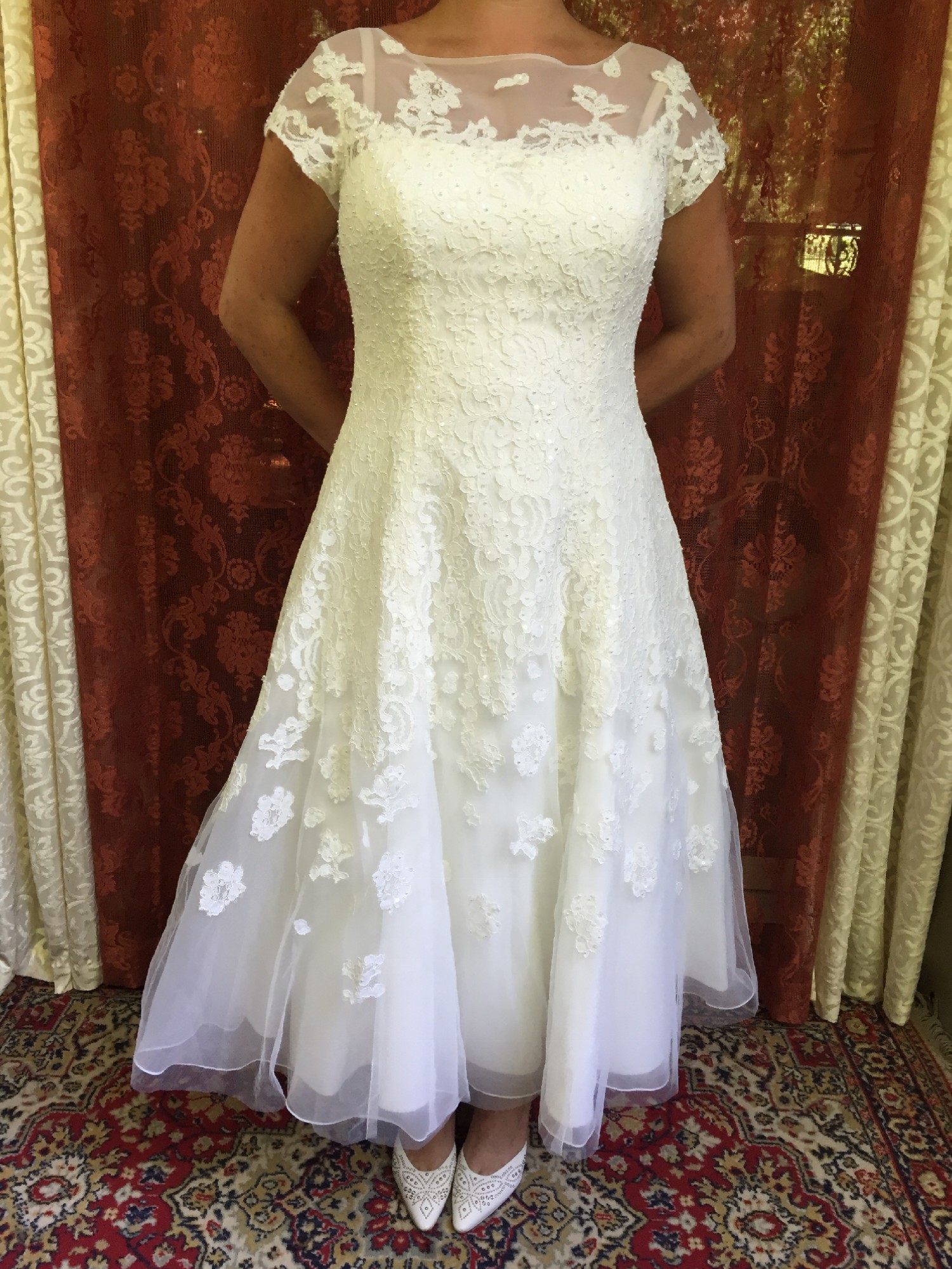 cap sleeve illusion wedding dress
