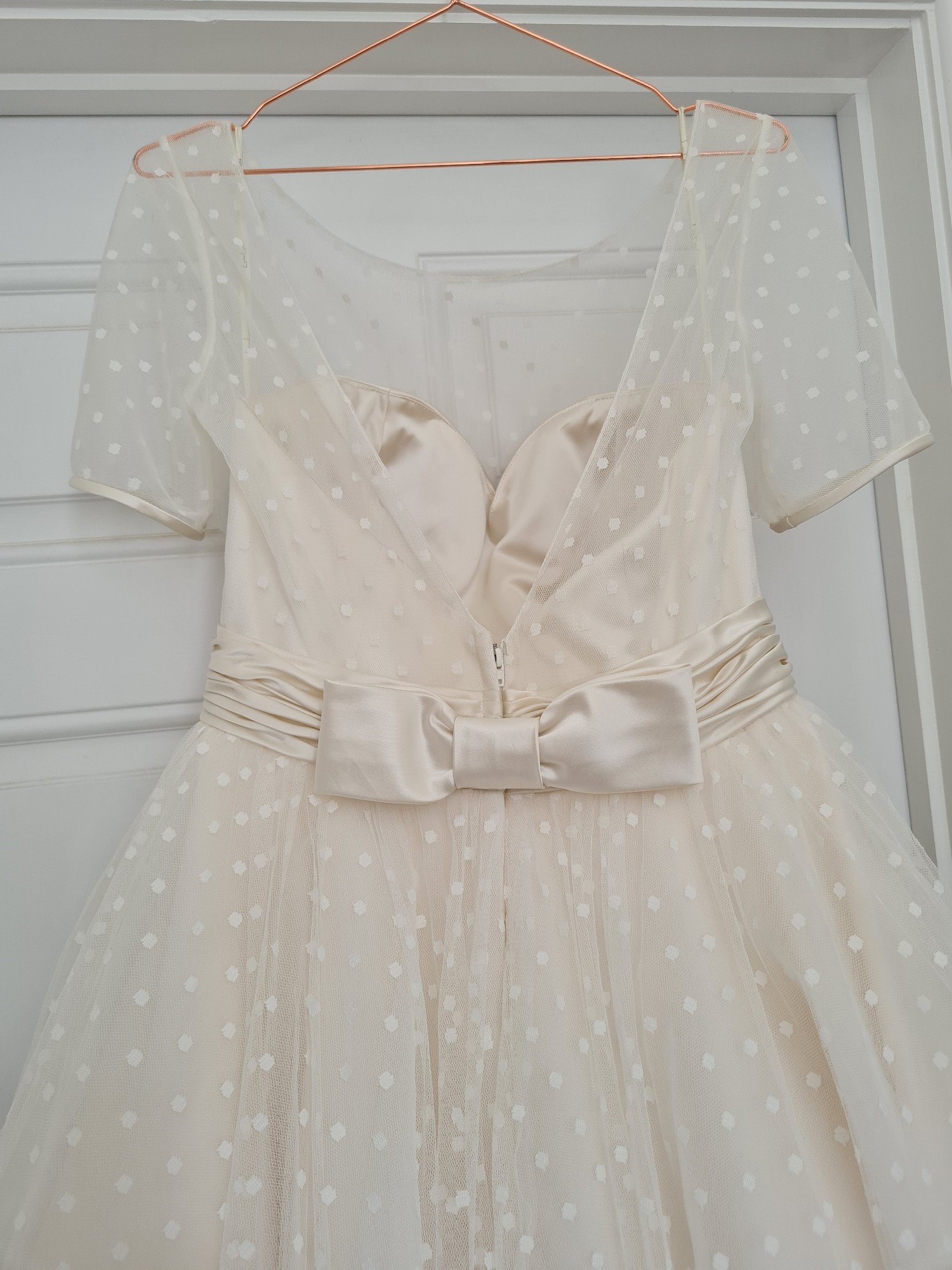 a line beach wedding dresses Ivory Chiffon Off The Shoulder Long Sleeves A-line Beach Wedding Dress –  clover sew main image 1