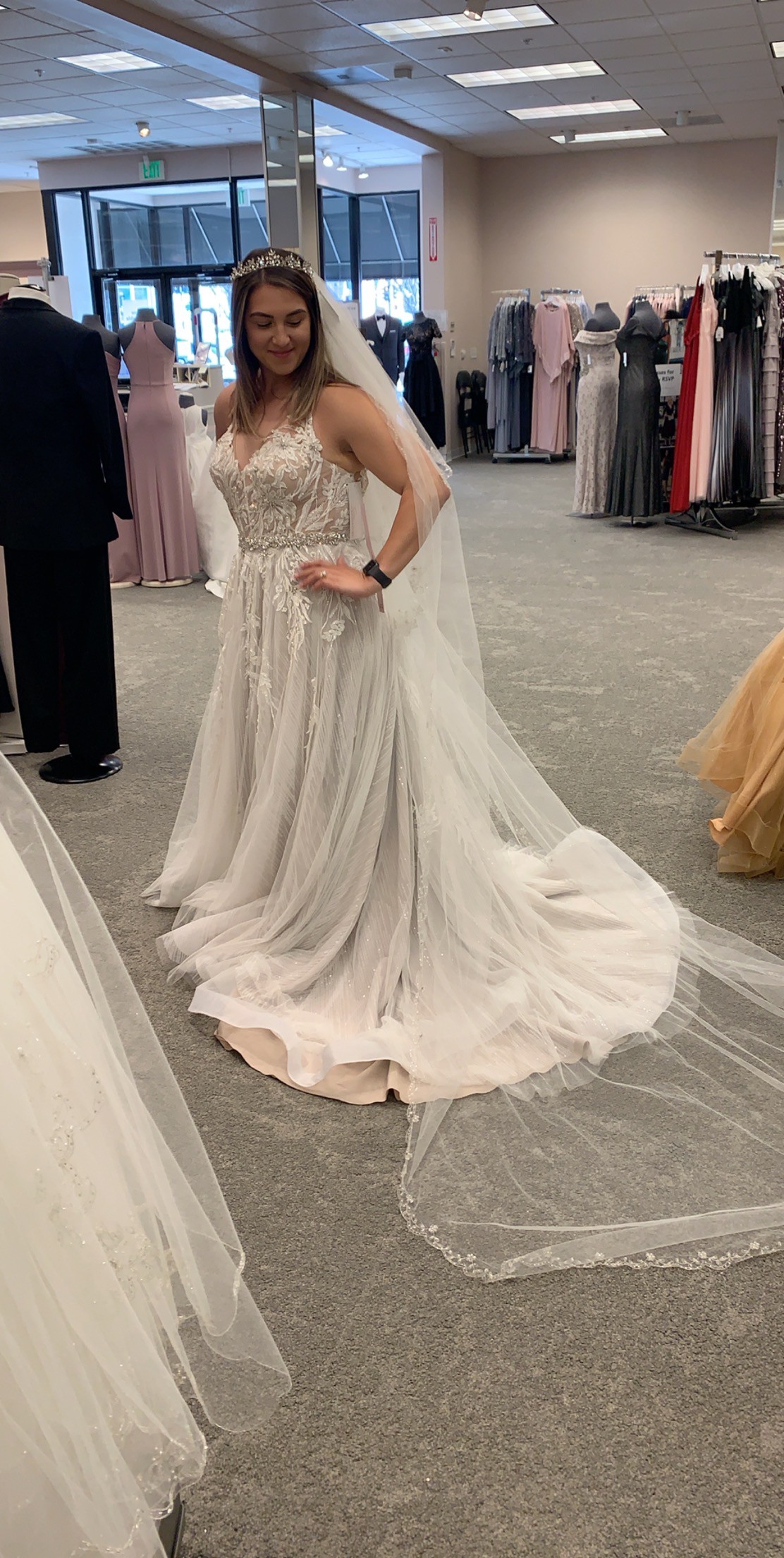 Galina Signature, Floral Applique Open Back Halter Wedding Dress STY New Wedding  Dress Save 52% - Stillwhite