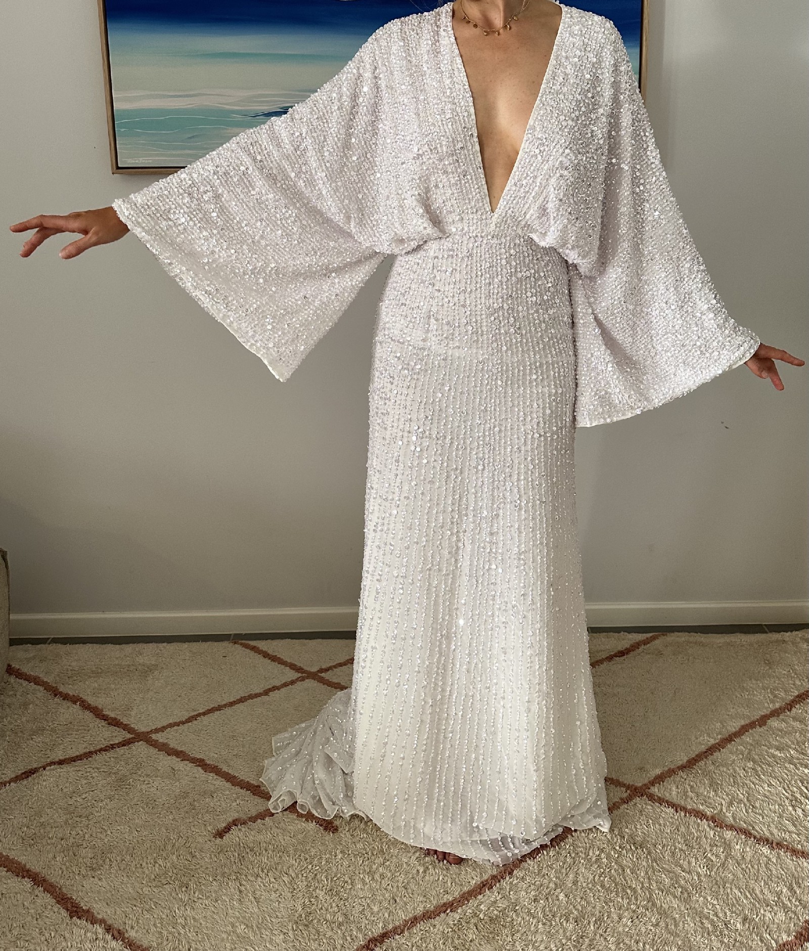 ASOS Bridal Ciara Sequin Kimono Sleeve New Wedding Dress Save 48% -  Stillwhite
