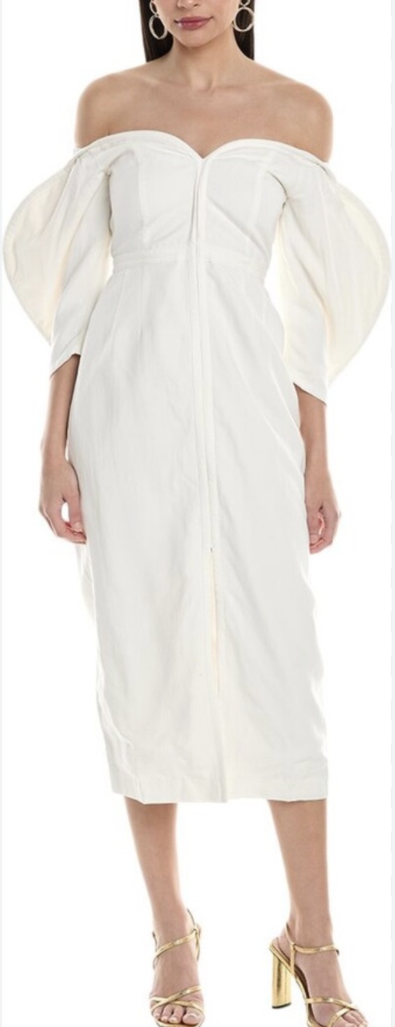 chamika linen midi dress Alchemy Cream Floral Linen Midi Dress main image 0