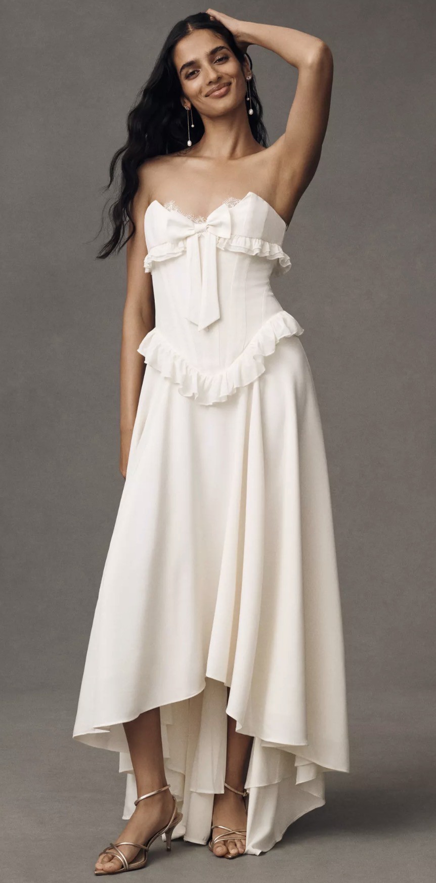 sachin and babi light blue dress For Love & Lemons, Harmony Silk Strapless Corset Drop-Waist High-Low  Wedding Dress Save 35%