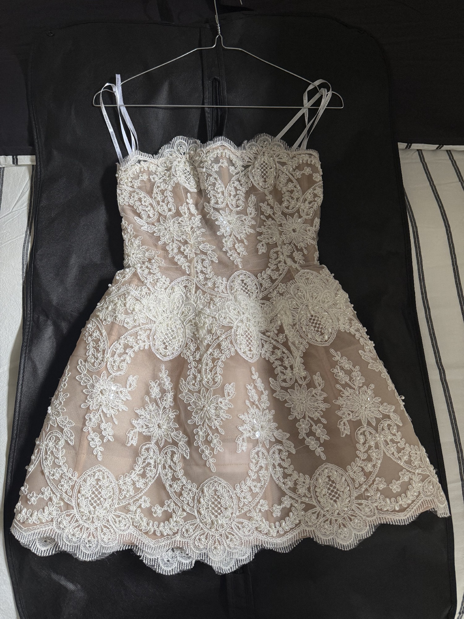 Bronx and Banco, Maraya Blanc Lace Mini Dress Wedding Dress Save