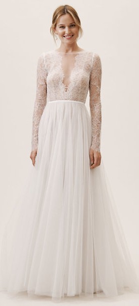 watters long sleeve wedding dress