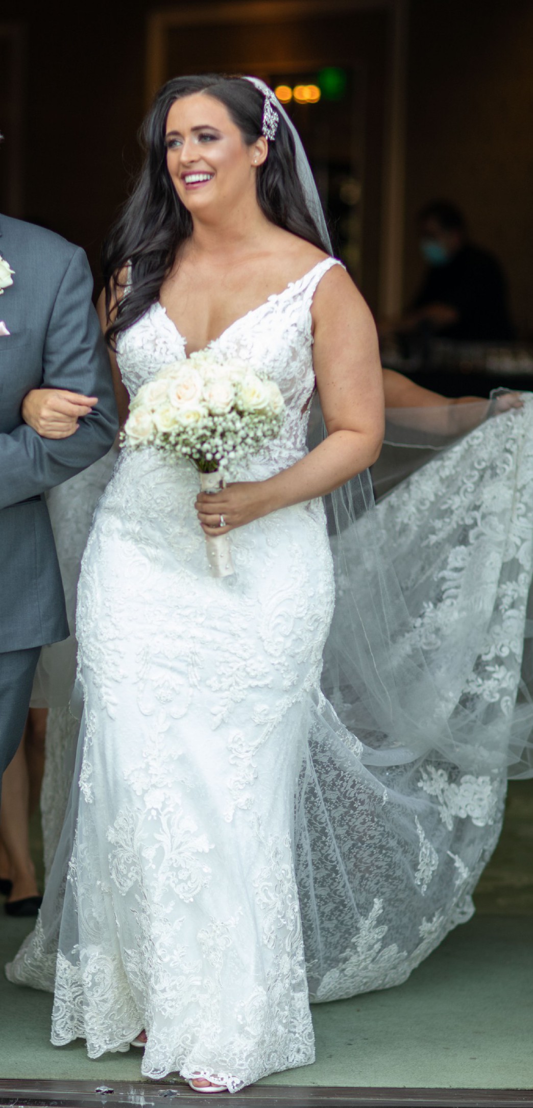 wedding dresses fit and flare with sleeves