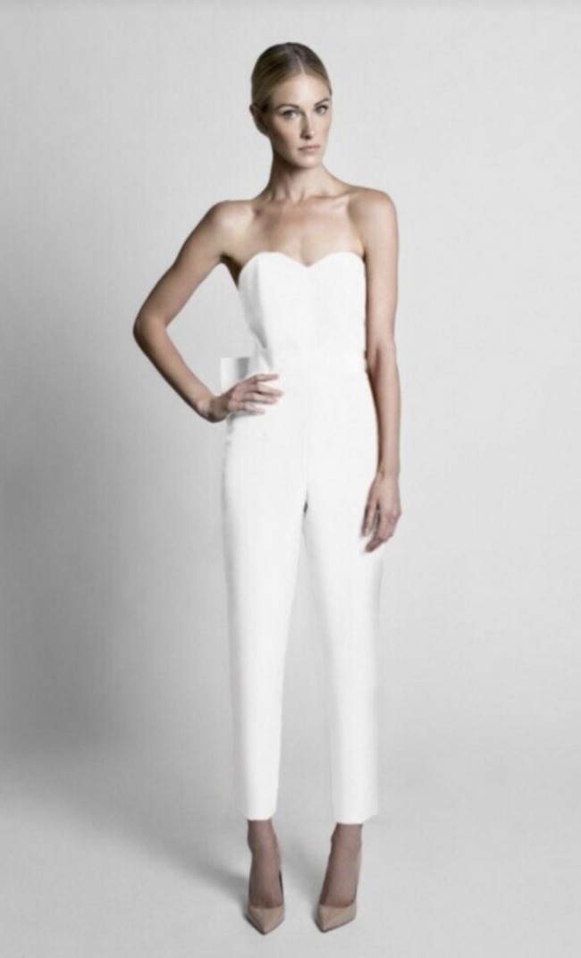 Alexia Maria Silk Faille Bow Back Jumpsuit New Wedding Dress - Stillwhite
