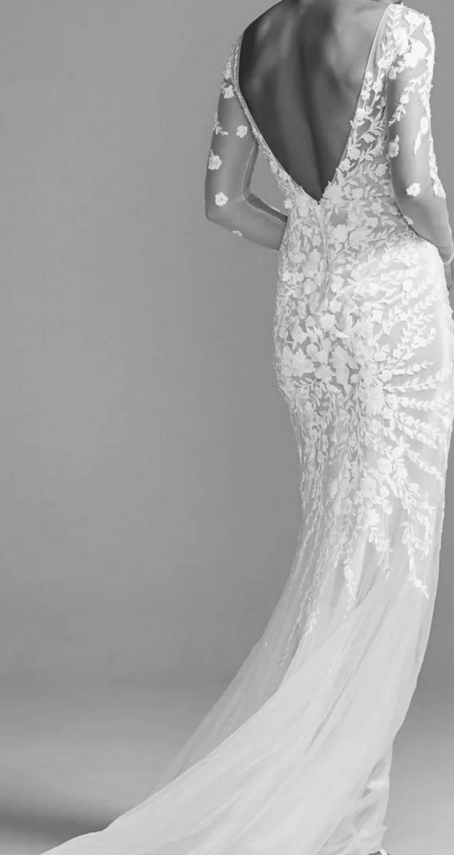 Galina Signature, Embroidered Floral Illusion Bodysuit Dress SWG851 New  Wedding Dress Save 55%