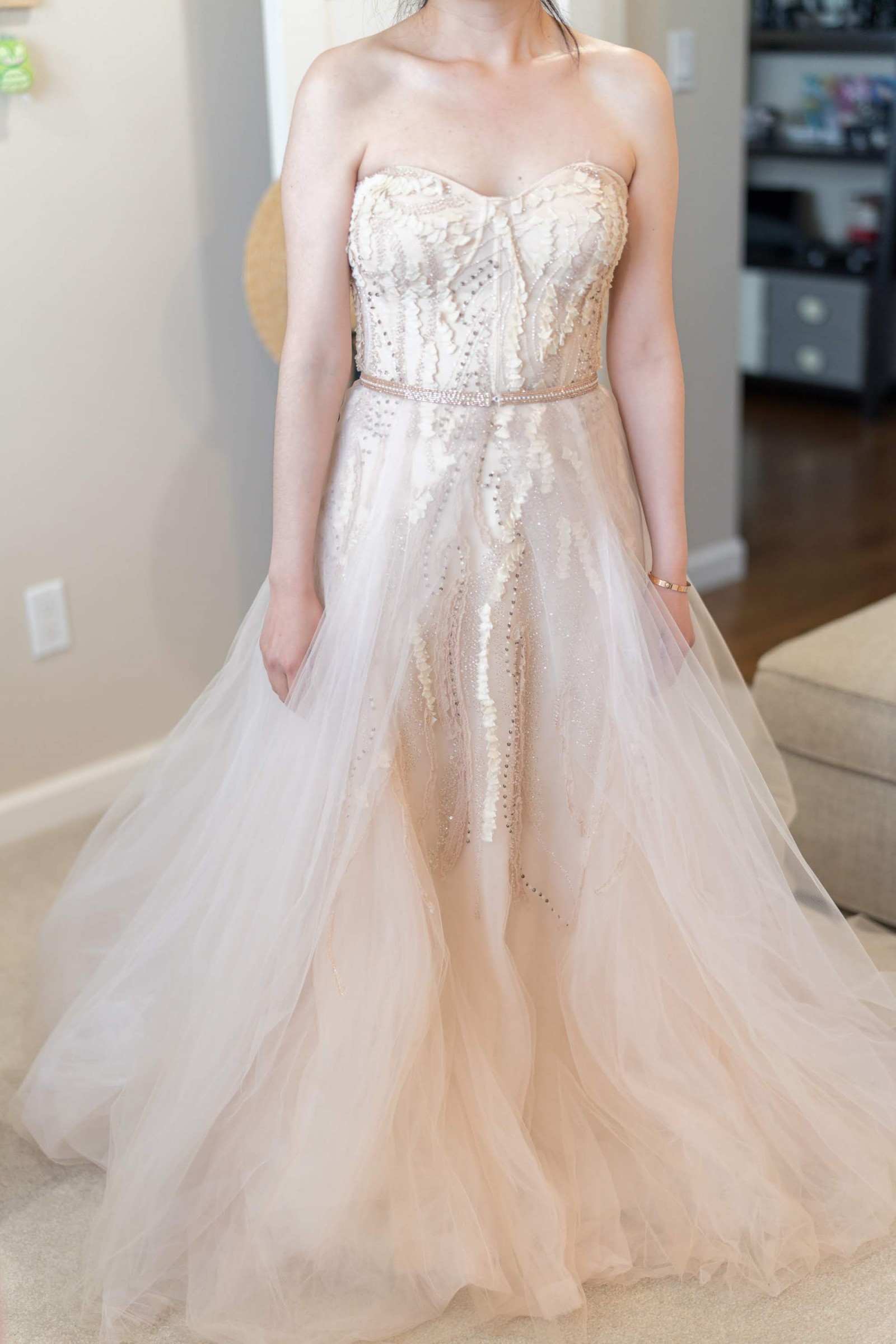 Monique Lhuillier Candy with custom removable Overskirt