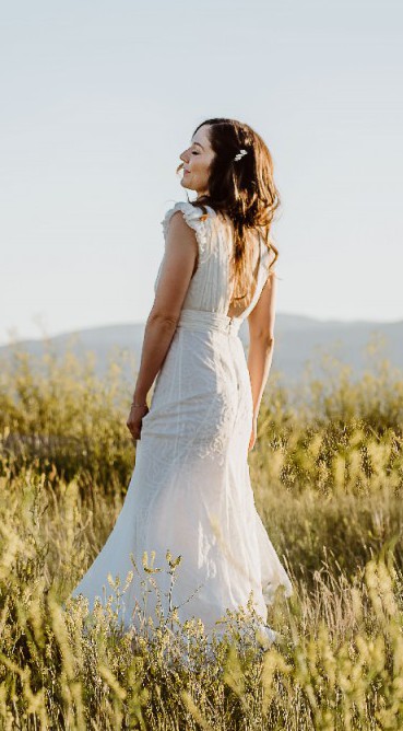 Alice + Olivia, Vanna V-Neck Ruffle Sleeve Maxi Dress Wedding