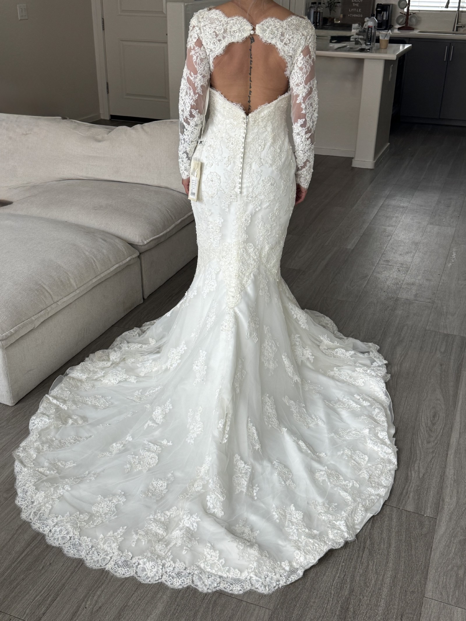 knee length dresses for ladies V-Neck Backless Cap Sleeve Knitted Fishtail Wedding Dress main image 0