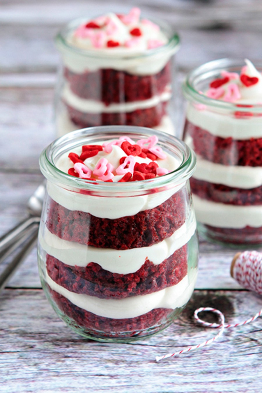 Mason jar of red velvet cake Mason jar of red velvet cake
