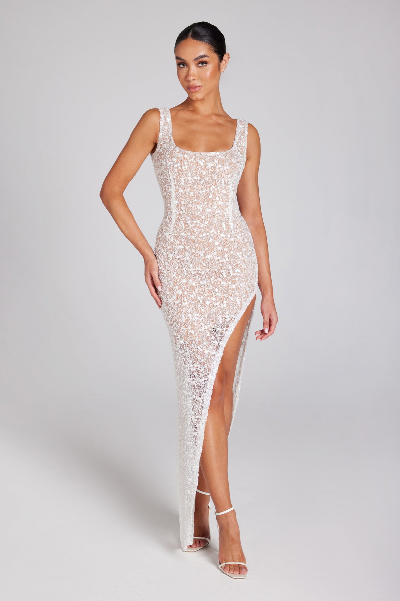 Nadine Merabi LOUISA WHITE DRESS Wedding Dress Save 55% - Stillwhite