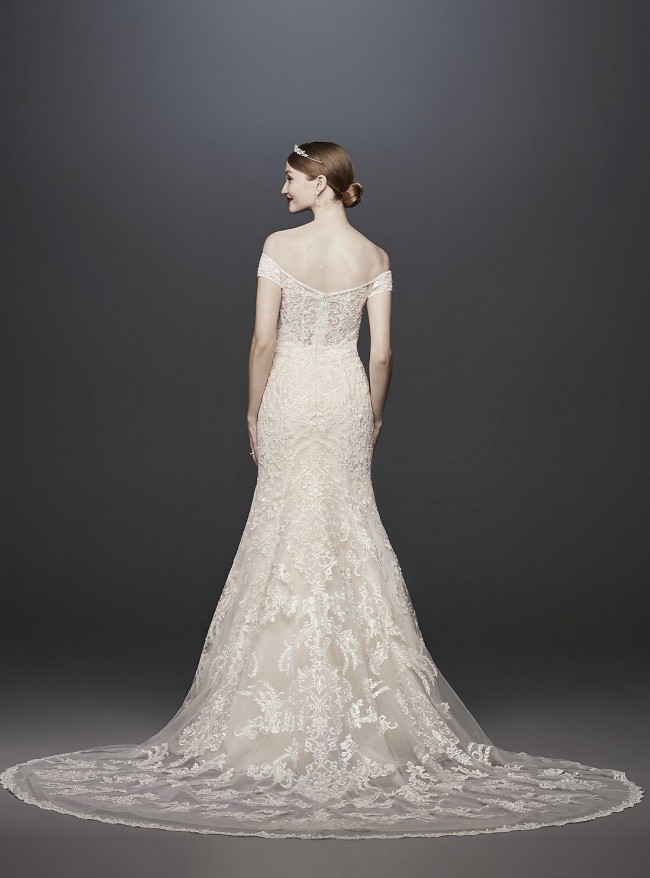 Oleg Cassini Beaded Lace Off Shoulder Mermaid Wedding Dress New Wedding 5442