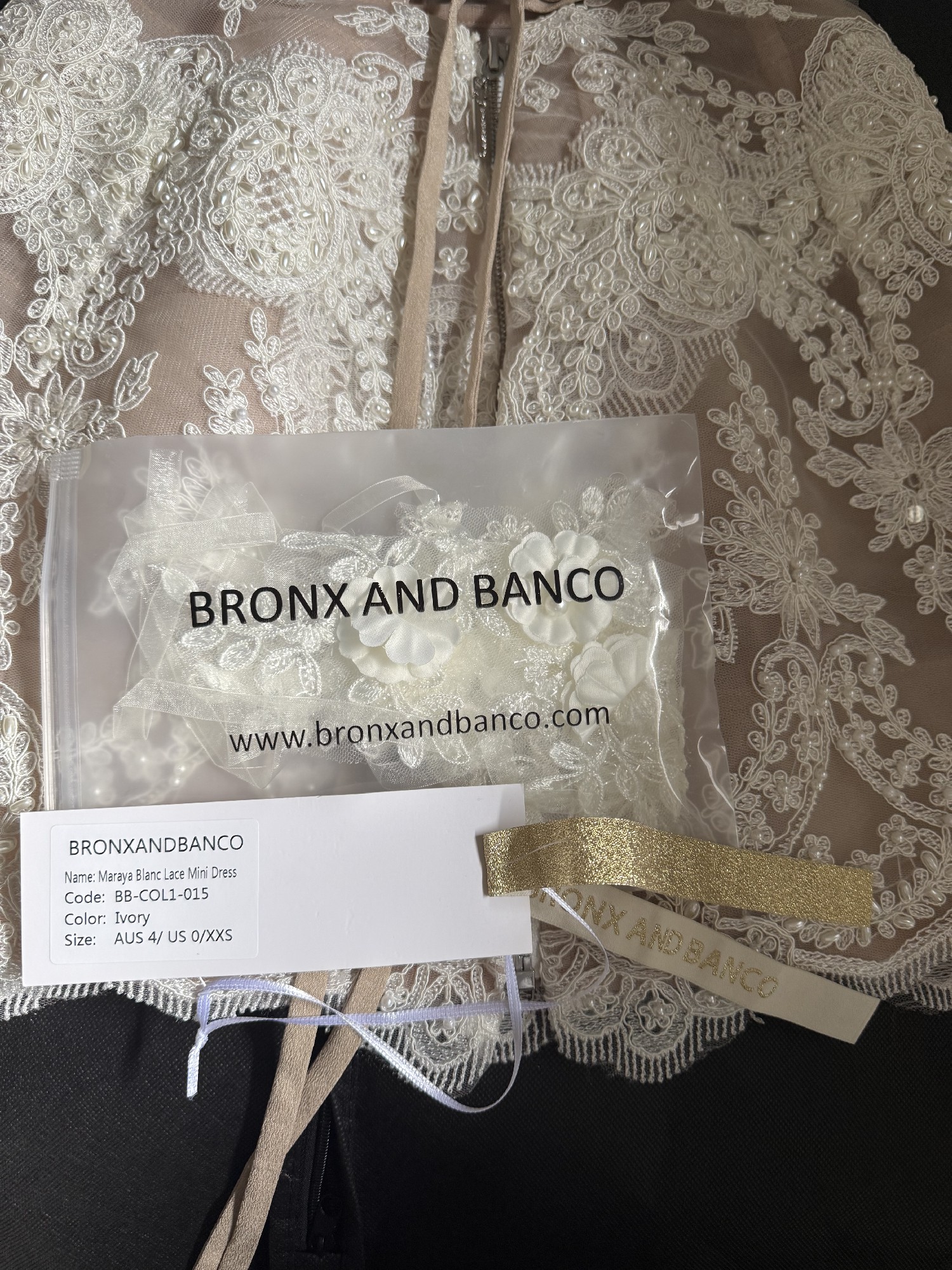 Bronx and Banco, Maraya Blanc Lace Mini Dress Wedding Dress Save