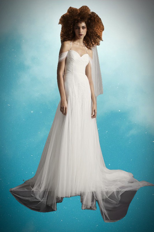 Vera Wang White Soft Net Halter Wedding Dress