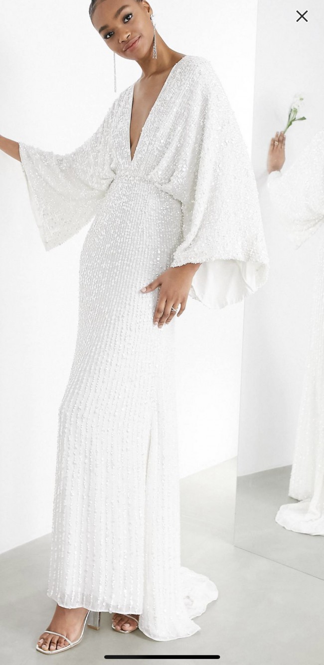 Wedding Dress Robe Kimono Asos ASOS Bridal, Sequin Kimono Sleeve Wedding  Dress New Wedding Dress