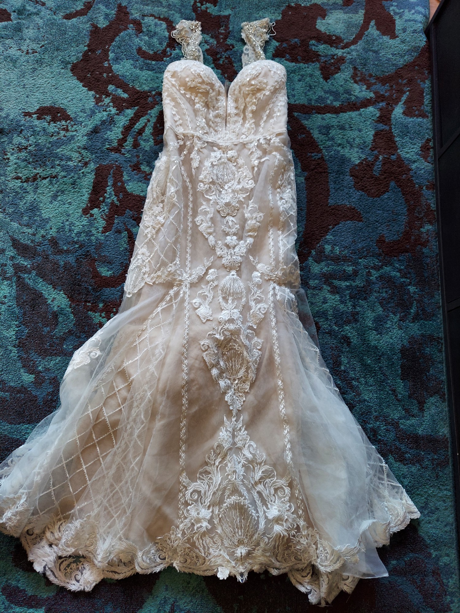 Oleg Cassini, CWG878 - Beaded Scroll and Lace Mermaid Wedding Dress Save 47% - Stillwhite Oleg Cassini, CWG878 - Beaded Scroll and Lace Mermaid Wedding Dress Save 47% - Stillwhite