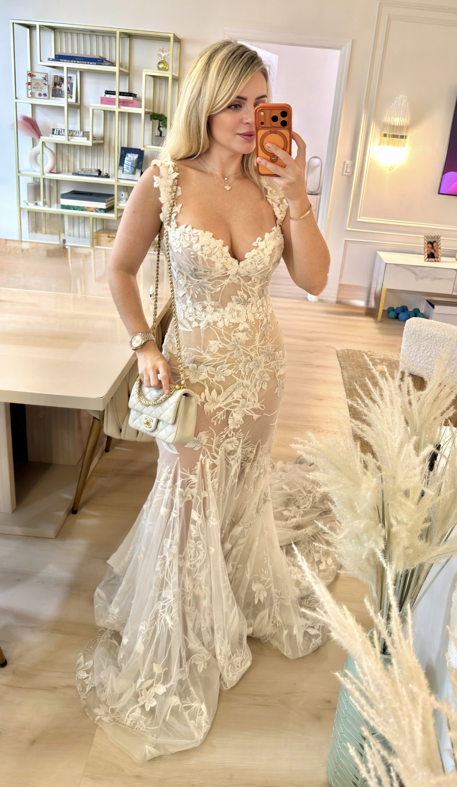mermaid wedding dress lace back Mermaid Lace White Wedding Dresses Spaghetti Straps, Diamond White / 10 main image 0