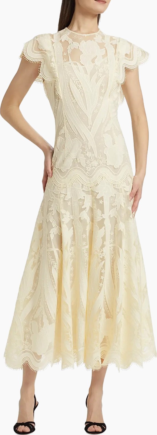 chinese dress ladies Lela Rose Capelet-Sleeve Plissé Gown main image 1