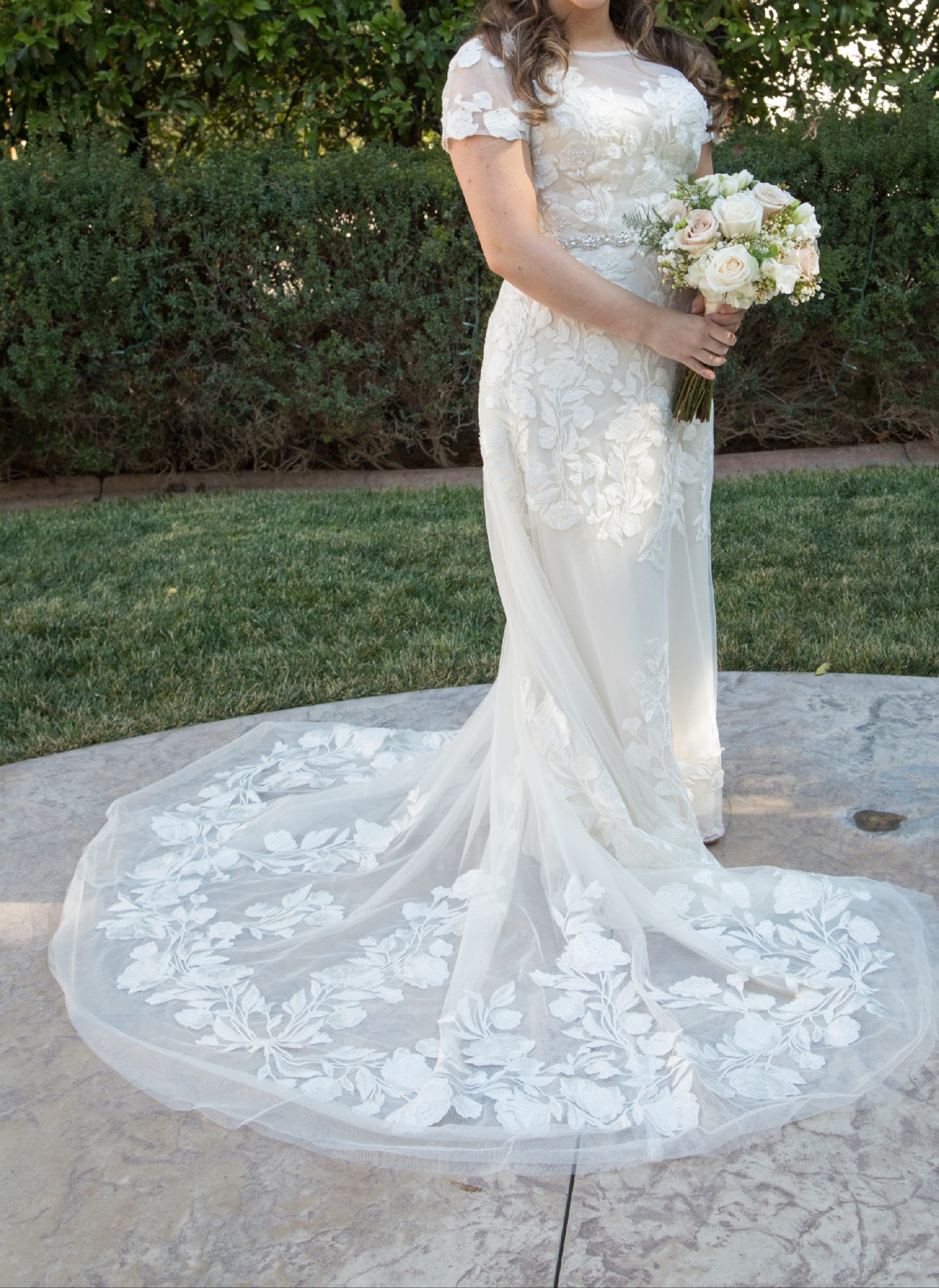 Melissa Sweet Embroidered Illusion Cap Sleeve Wedding Dress Styl ...
