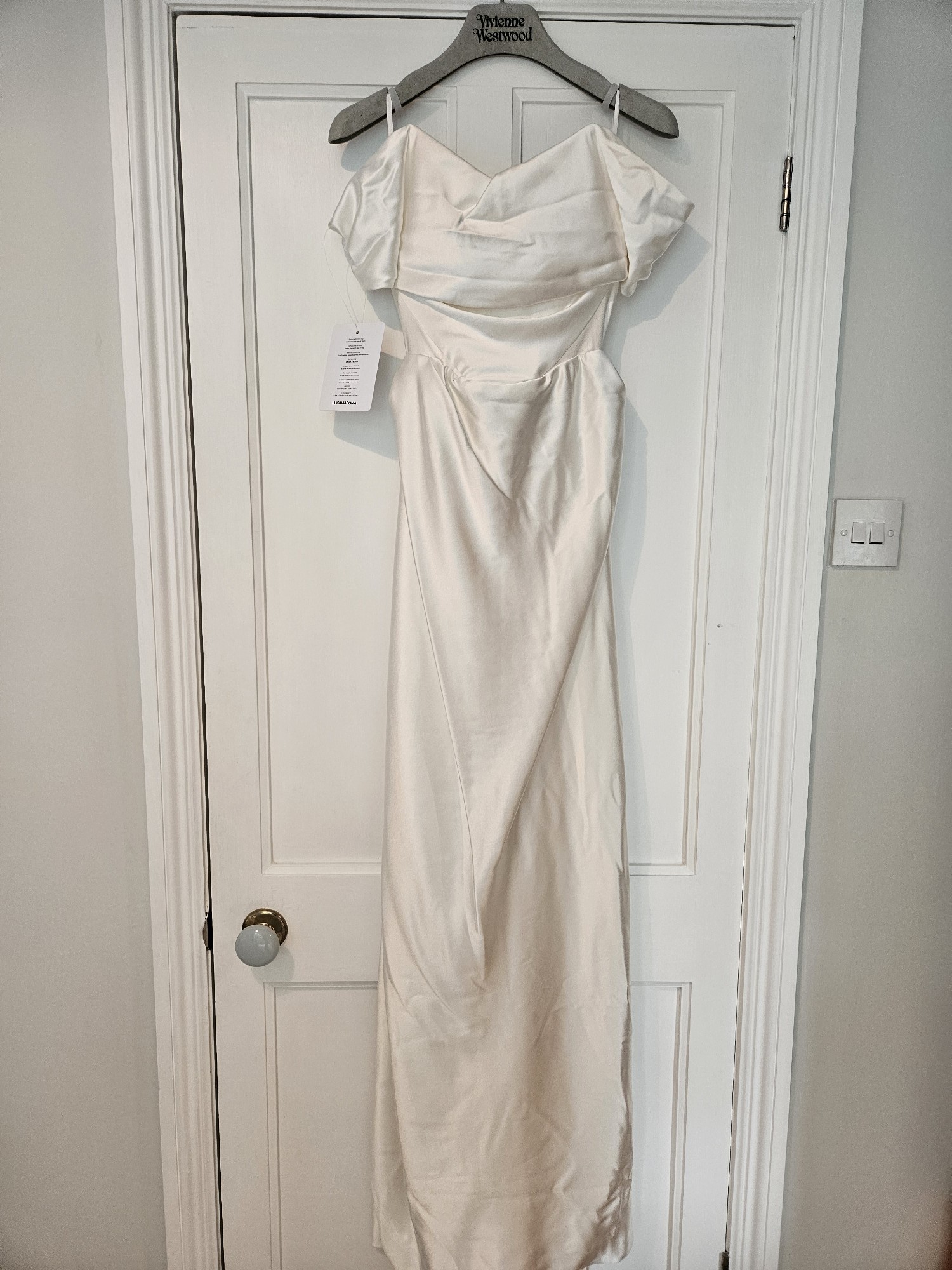 long cocotte dress in ivory silk crepe satin Adelaide Gown