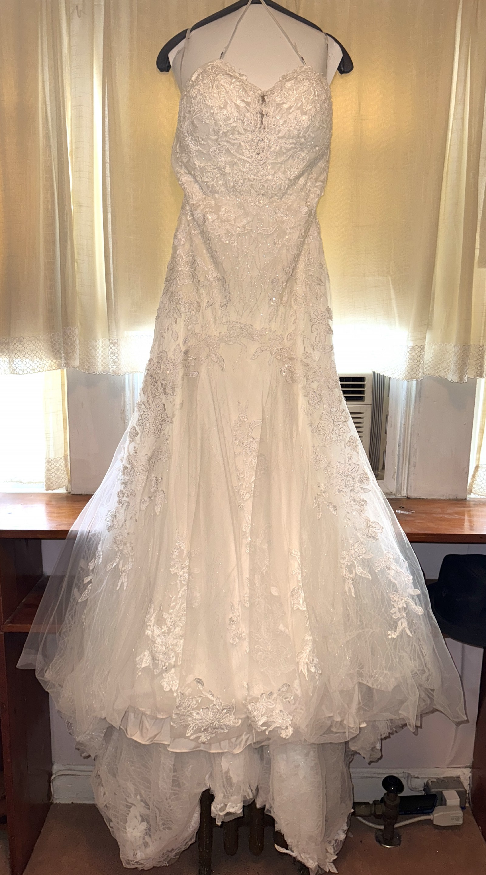chinese dress ladies Custom White Higher Neck Lace American Bustle Wedding Dress main image 1